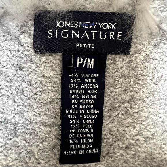 Penny Lane Fur Trim Wool Angora Cable Knit Women Cardigan Sweater Cottage Core - Picture 6 of 16